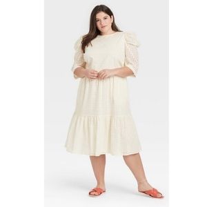 NWT New Day Women's Elbow Sleeve Eyelet Dress